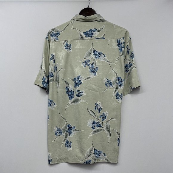 Tommy Bahama Men's Button Front Hawaiian Shirt Sage Green Floral Silk Size M guc - Picture 4 of 7